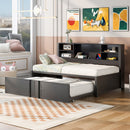Industrial Metal Daybed With Trundle, Storage Shelves, USB Ports