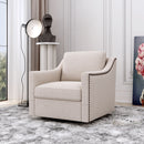 360 Degree Swivel Armchair, Skin Friendly Fabric, Ergonomic Design, Brass Nail Decorative Armchair by Unique Piece Furniture