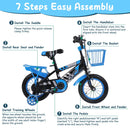 12In Kids\' Bike with Training Wheels Children Bicycle with Helmet Basket Rear Seat Chain Guard for Boys Aged 2-4