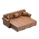 Upholstered Sofa With Nailhead Trim, Rolled Armrests With Ottoman by HouseOfZazla