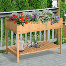 Outsunny 43" Wooden Raised Garden Bed with 8 Pockets and Shelf