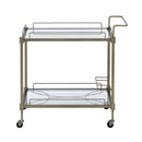 Aditya Mirrored & Antique Brass Finish Serving Cart