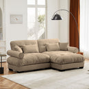 Modern Sectional Sofa With Ottoman, Round Bolster Armrests, Waist And Throw Pillows by HouseOfZazla