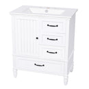 30" Bathroom Vanity With Sink, 3 Drawers, Adjustable Feet by HouseOfZazla