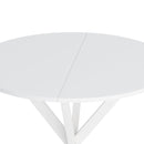 31.5" Modern Round Dining Table with Crossed Legs,White Occasional Table, Two Piece Detachable Table Top, Matte Finish Iron Legs