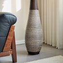 Tall Standing Designer Floor Vase Durable Artificial Rattan Elegant 2 Tone Finish Ideal Decor Accent For Living Room, Bedroom, Entryway Stylish Home Decor Statement Piece - Black / Gray by HouseOfZazla
