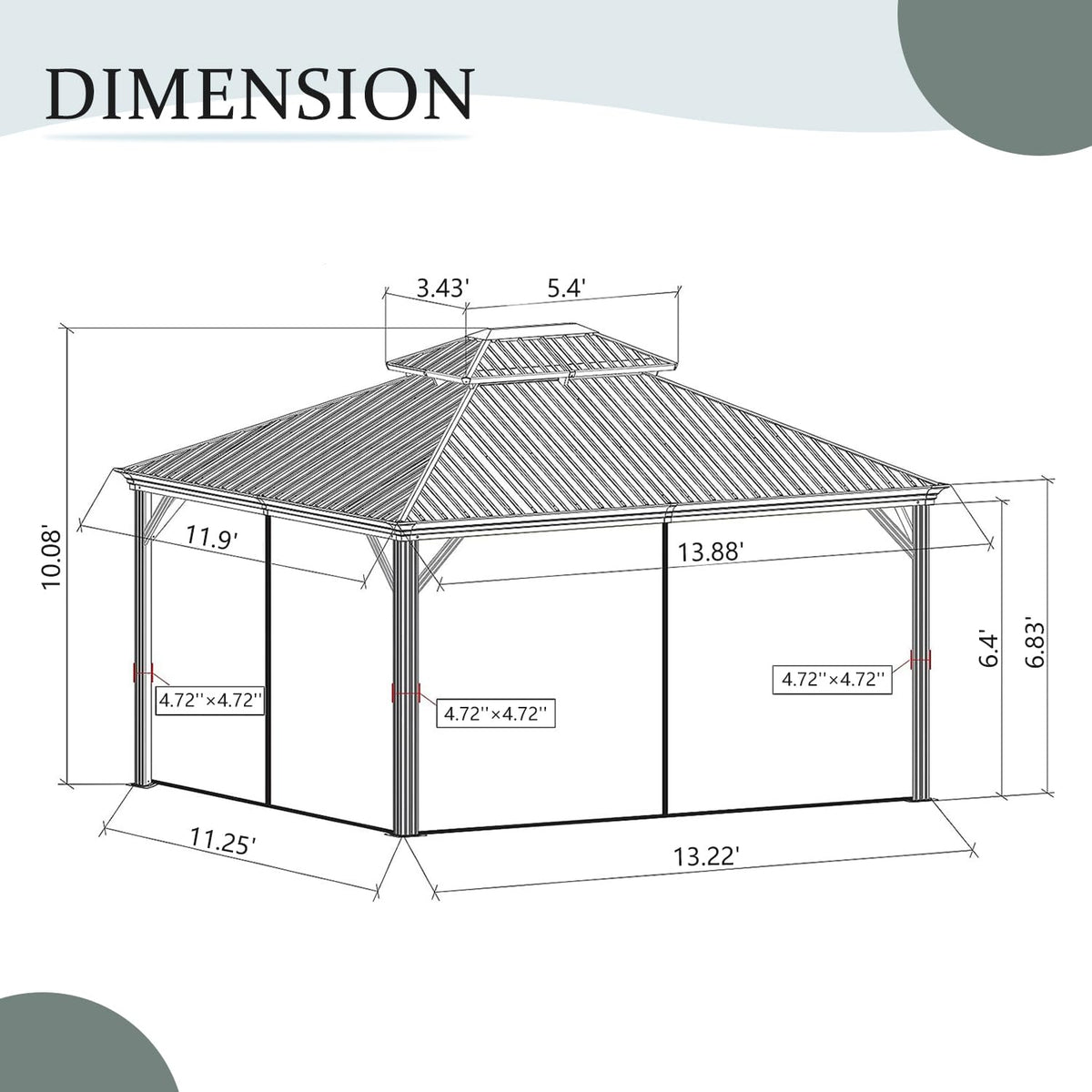 12' x 14' Hardtop Aluminum Outdoor Gazebo, photo 3 of 8