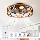 19-Inch 7-Blade Caged Flush Mount Ceiling Fan with Remote Control by HouseOfZazla