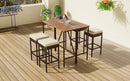 GO 5-Piece Outdoor Acacia Wood Bar Height Table And Four Stools With Cushions, Garden PE Rattan Wicker Dining Table, Foldable Tabletop, High-Dining Bistro Set, All-Weather Patio Furniture, Brown by Montret