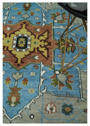 Traditional Heriz Blue, silver, Charcoal and Ivory Hand Knotted Multi size wool Area Rug