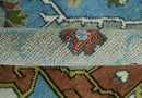 Heriz Wool Area Rug Blue Silver Charcoal and Ivory Hand Knotted by The Rug Decor