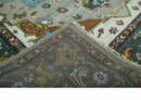 Heriz Wool Area Rug Blue Silver Charcoal and Ivory Hand Knotted by The Rug Decor