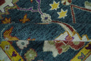 Traditional Floral Teal, Ivory and Mustard Hand Knotted Oriental Oushak Multi Size wool Area Rug