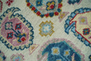 Wool Area Rug Hand-Knotted Persian Boteh Ivory Teal Gold Maroon by The Rug Decor