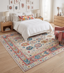 Wool Area Rug Hand-Knotted Persian Boteh Ivory Teal Gold Maroon by The Rug Decor