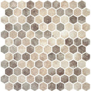 Ecru Nocce Honed Hexagon Glass Mosaics 11 3/4x11 1/2