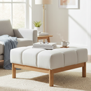 Modern Upholstered Deep Biscuit-style Tufted Ottoman