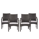 Outdoor PE Rattan Stacking Chair with Iron Frame and Cushions (Set of 4) by HouseOfZazla