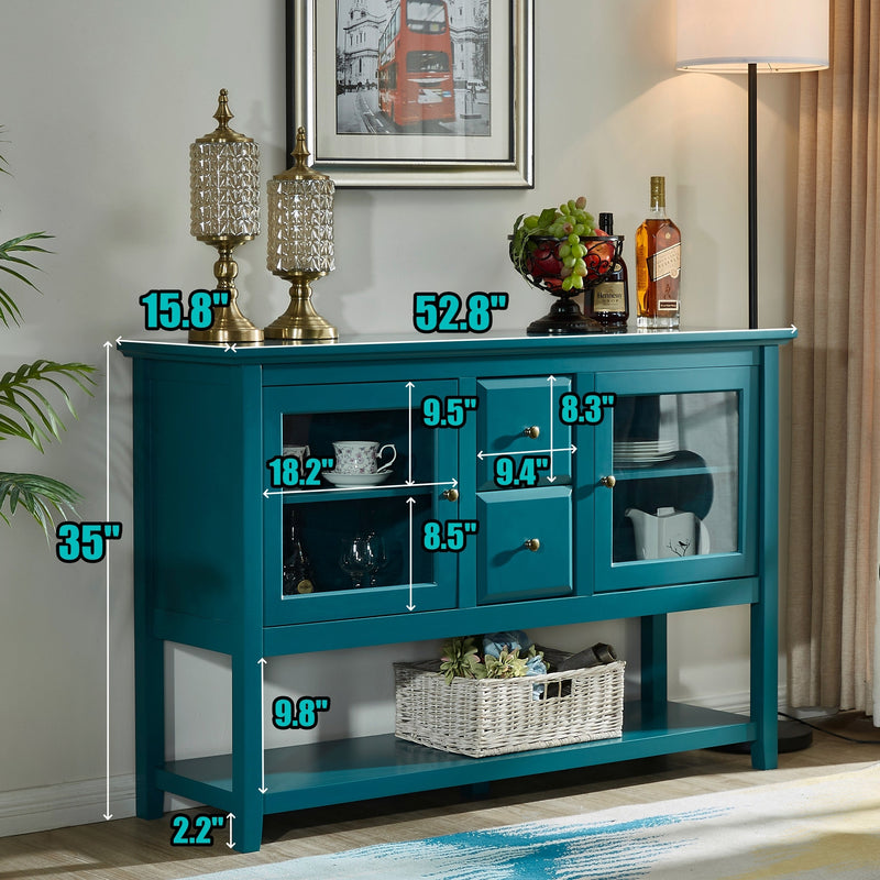 52" Modern Sideboard Storage with Adjustable Shelves, Sideboard Buffet Cabinet with 2 Doors, Credenzas for Dining Room, Living Room, Entryway