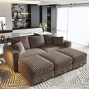 Deep Seat Convertible Sofa With Soft Pillows And Ottomans