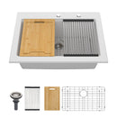 Quartz Kitchen Sink 30" X 22" Granite Composite Workstation Drop In Sink - White