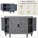 Accent Storage Cabinet Sideboard Wooden Cabinet with Antique Pattern Doors for Hallway, Entryway, Living Room, Bedroom