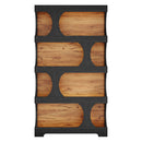 4 Tier S-Shaped Freestanding Storage Shelf For Living Room - Black / Brown by HouseOfZazla