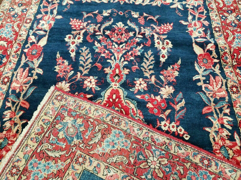 4' X 7' Vintage Handmade Turkish Wool Rug Flowers Birds Tree Of Life Blue Red