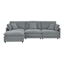 L-Shaped Sectional Sofa With Ottoman, Convertible 4 Seater Couch by HouseOfZazla