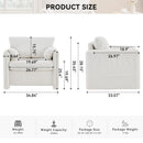 Fixed Modern Accent Chair Single Seater Plush Chenille Lounge Chair With High Resilience Cushion - Ivory White