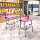 Folding Dog Pet Grooming Table Stainless Steel Frame Rubber Mat On Board With Adjustable Arm And Clamps Pet Dog Cat Grooming Table by HouseOfZazla