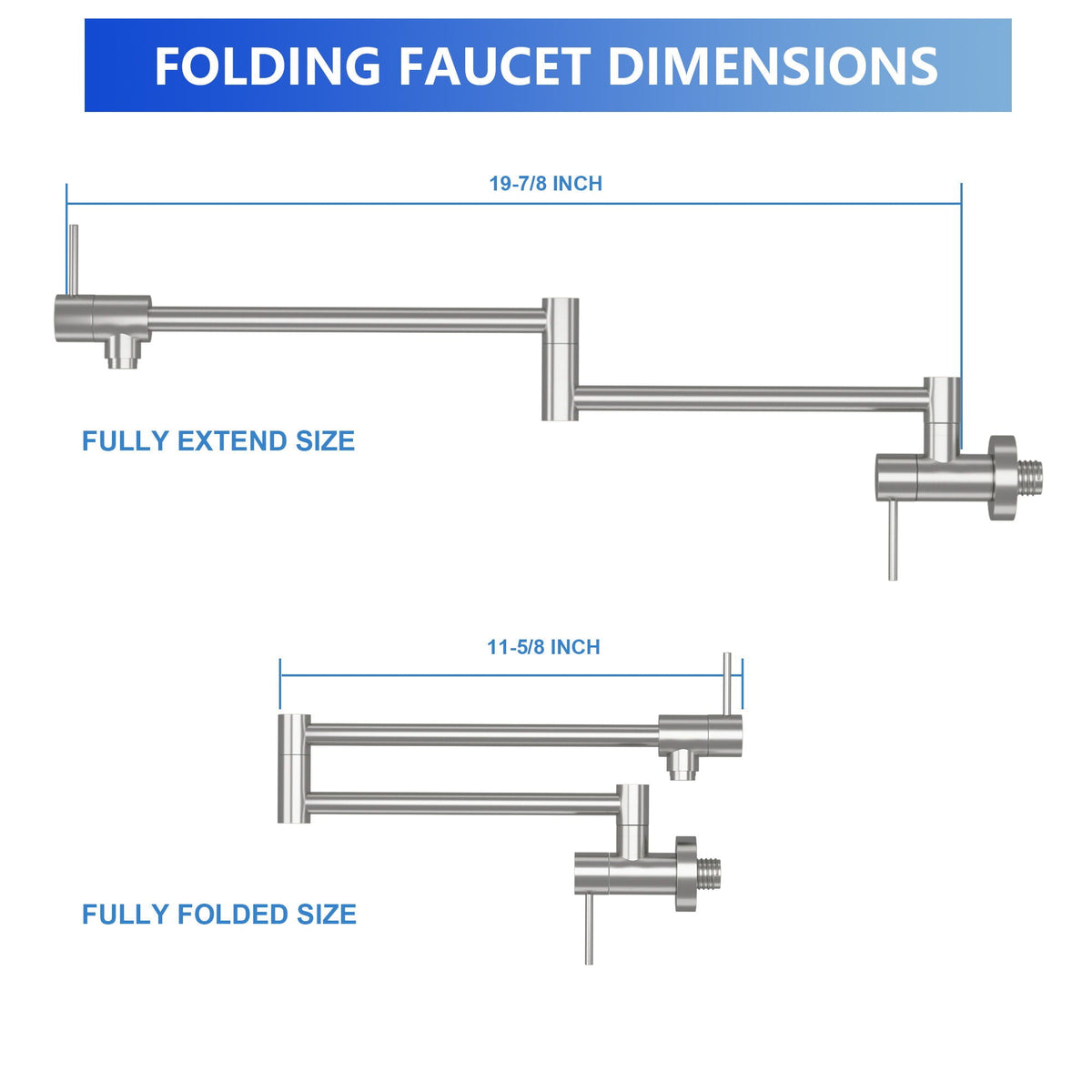 Modern Design Pot Filler Faucet Wall Mount Kitchen Sink, Folding Stretchable, photo 17 of 20