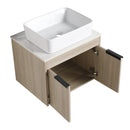 24" Modern Design Float Bathroom Vanity With Ceramic Basin Set, Wall Mounted White Oak Vanity With Soft Close Door, KD-PackingD-Packing Pieces