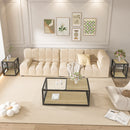Modern Coffee Table with Tempered Glass and Natural Wood MDF Top