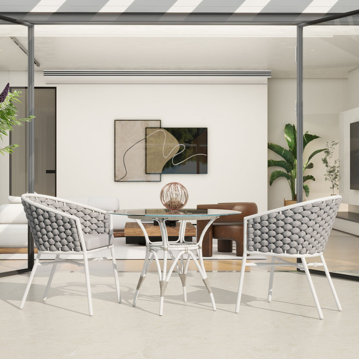 Rowan - Rope Barrel Back Patio Dining Chairs (Set of 2) - Optic White, photo 6 of 7