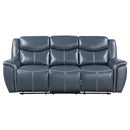 Sloane Upholstered Padded Arm Reclining Sofa Blue