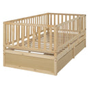 Daybed With Fence Guardrails And 2 Drawers, Split Into Independent Floor Bed & Daybed by HouseOfZazla