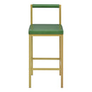 7-Piece Multi-Functional Modern Counter Height Dining Bar Table Set with Open Shelves and 6 Upholstered Stools for Dining Room, Bar and Cafe (White and Green)