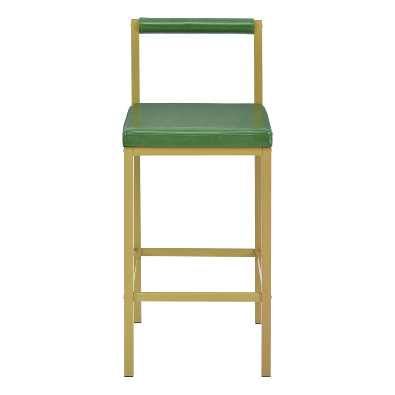 7-Piece Multi-Functional Modern Counter Height Dining Bar Table Set with Open Shelves and 6 Upholstered Stools for Dining Room, Bar and Cafe (White and Green)