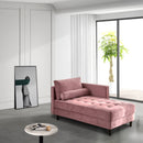 64" Velvet Chaise, Mid-Century Modern Chaise Furniture, Sleeper for Living Room, Apartment, Tool-Free Assembly. (Pink)