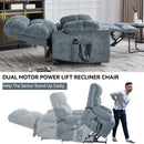 Grey Chenille Power Lift Recliner Chair