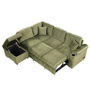 87.4" Sleeper Sofa Bed,2 in 1 Pull Out sofa bed L Shape Couch with Storage Ottoman for Living Room,Bedroom Couch and Small Apartment, Green