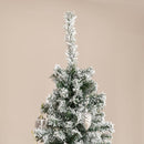 HOMCOM 7.5' Tall Unlit Snow-Flocked Slim Artificial Christmas Tree