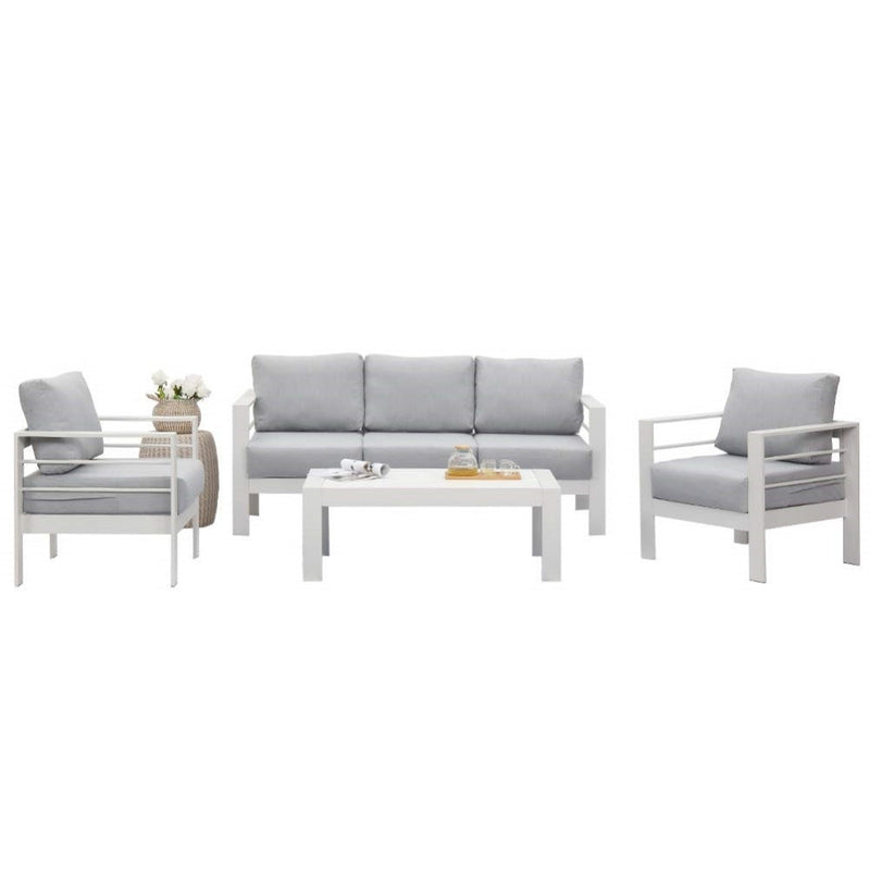 5 Seat Single Triple Small Large White Sectional Sofas Couches Coffee Table Furniture Set For Patio Garden Outdoor