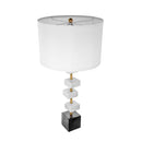 D15x30' Table Lamp with White Marble and Brass Frame