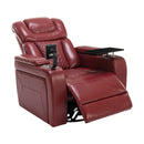 270 Degree Swivel PU Leather Power Recliner Individual Seat Home Theater Recliner with Comforable Backrest, Tray Table, Phone Holder, Cup Holder, USB Port, Hidden Arm Storage for Living Room, Red