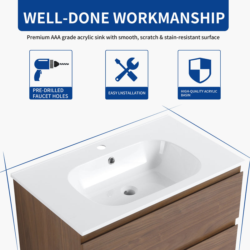 30" Bathroom Vanity With Gel Basin Top (G-BNO)