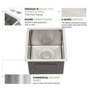 Modern Undermount Stainless Steel Kitchen Sink 16 Gauge, Deep Single Bowl