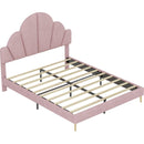 3 Pieces Bedroom Sets, Queen Size Modern Velvet Upholstered Bed Frame with  Petal Shape Headboard, 3 Drawers Nightstands, Pink