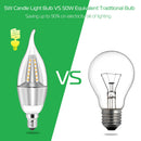 4pcs 5W E12 Candelabra Bulbs 600 LM 50W Equivalent Candle Flame Tip Light Bulb 6500K Cold White Non-Dimmable Lamp
